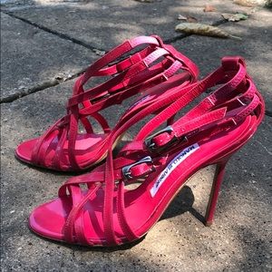 Pink Strappy Manolo Sandals